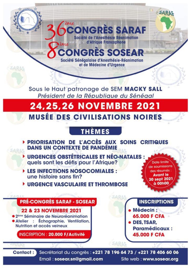 36 EME CONGRES SARAF/ 8EME CONGRES SOSEAR 36 EME CONGRES SARAF/ 8EME CONGRES SOSEAR