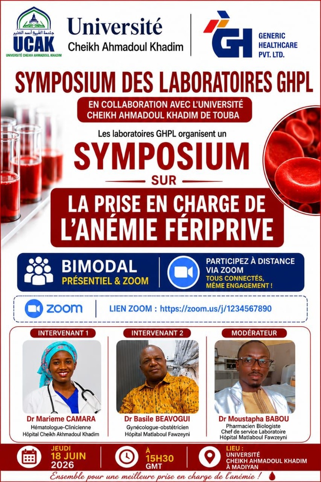 SYMPOSIUM SUR LA PRISE EN CHARGE DE L'ANEMIE FERIPRIVE CE 18 JUIN 2026 À 15H 30